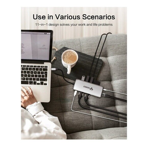 11-in-1 Type C Dock Hub USB C Laptop Docking Station Adapter For MacBook DELL HP - Picture 6 of 7